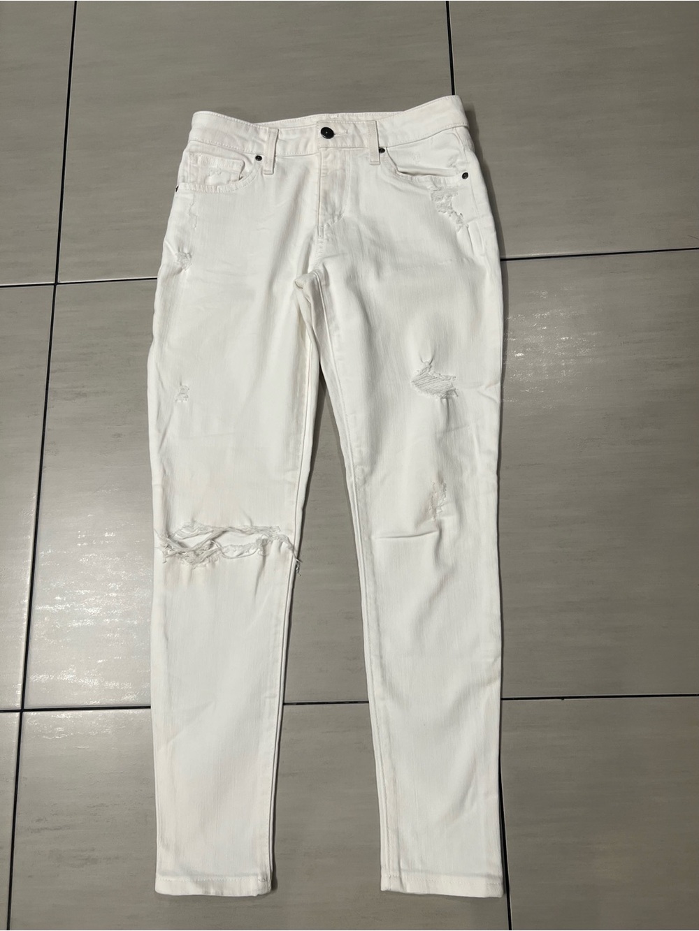 Joe's Jeans White Distressed Skinny Ankle Jeans Size 26
